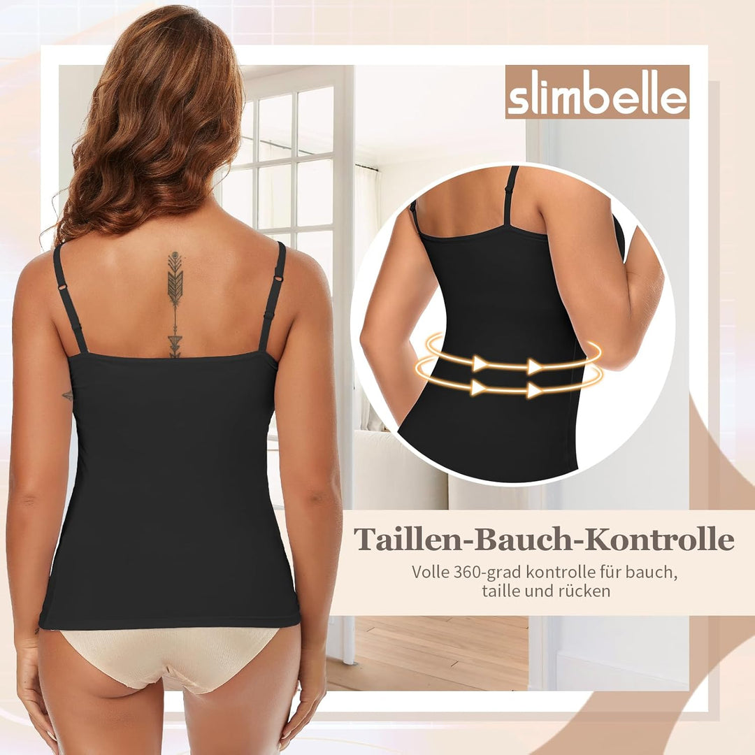 SLIMBELLE Damen Unterhemd BH Hemd Seamless Tank Top mit entfernbaren Cups Bauchweg Shapewear Top Ohn