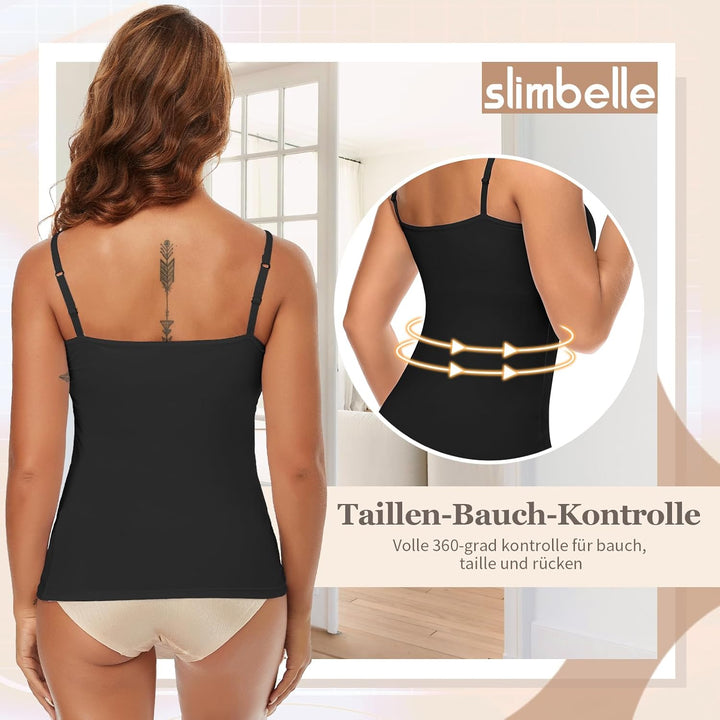 SLIMBELLE Damen Unterhemd BH Hemd Seamless Tank Top mit entfernbaren Cups Bauchweg Shapewear Top Ohn