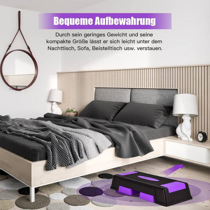 COSTWAY Höhenverstellbarer Aerobic Stepper mit 3 Stufen 12/17 / 22cm, Steppbrett bis 150KG belastbar