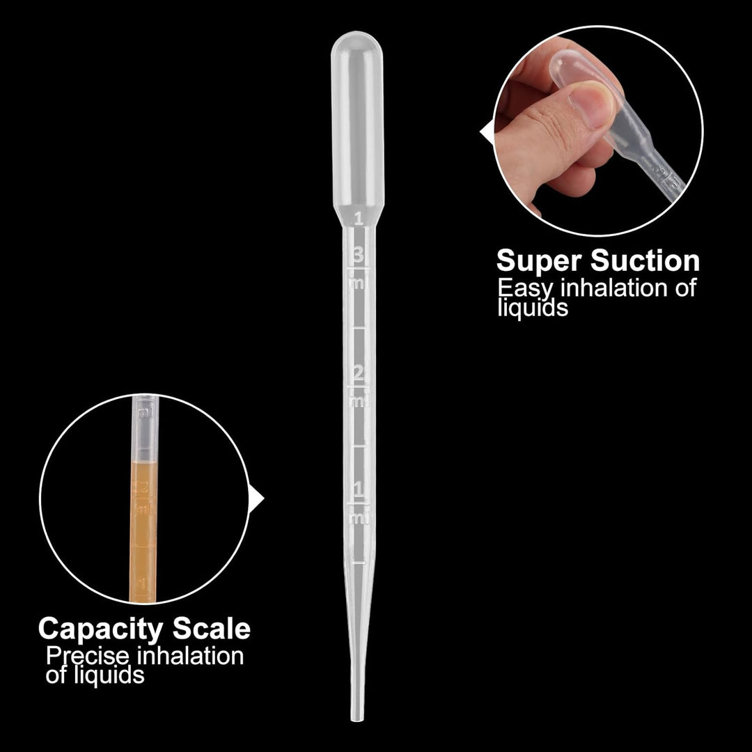 MUXHEL 500 Stück Pipetten, 3ML Pipetten Plastik, Pipette Kinder transparente, Transferpipetten Einwe
