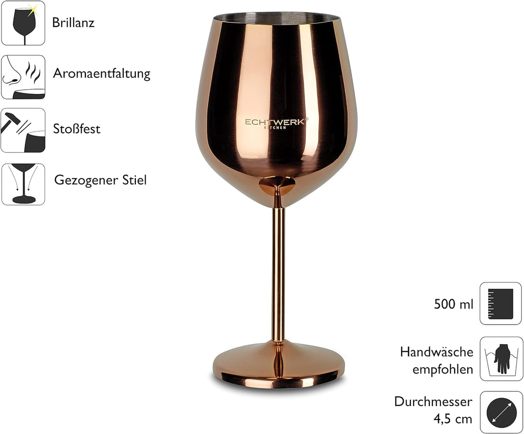 ECHTWERK bruchsichere Weingläser/Weinkelche aus Edelstahl, Weinglas-Set, Rotweinglas, Weinprobe-Gläs