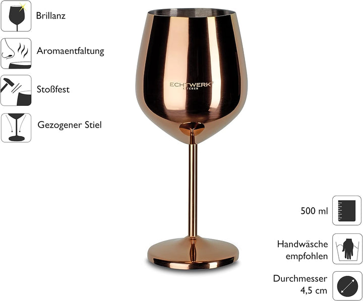ECHTWERK bruchsichere Weingläser/Weinkelche aus Edelstahl, Weinglas-Set, Rotweinglas, Weinprobe-Gläs