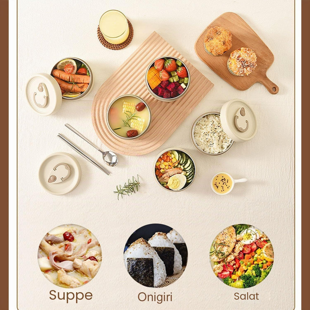 4 Stück Thermo Lunchbox Edelstahl Mit Tasche,Thermobehälter Für Essen,Auslaufsicher Essen Warmhalten