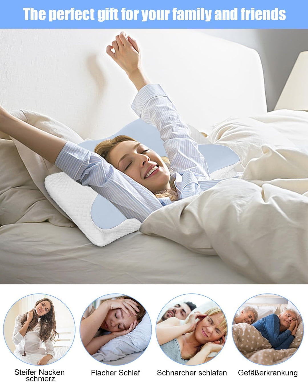 Huifoo Nackenkissen, Seitenschläferkissen, Memory Foam Kissen, Orthopädisches Kissen, Ergonomisches
