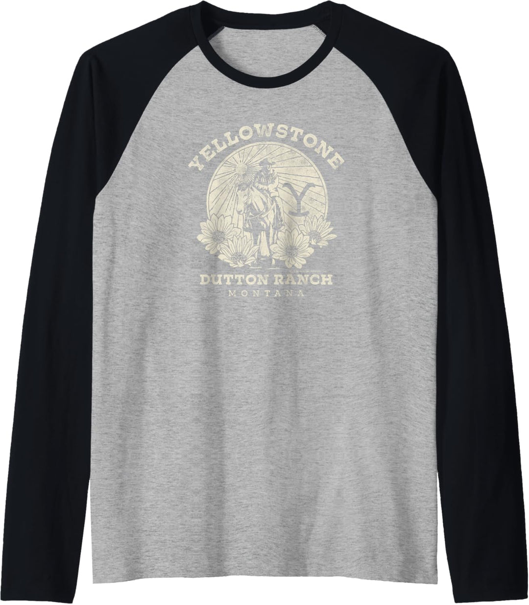 Yellowstone Dutton Ranch Solo Horseback Rider Logo V1 Raglan