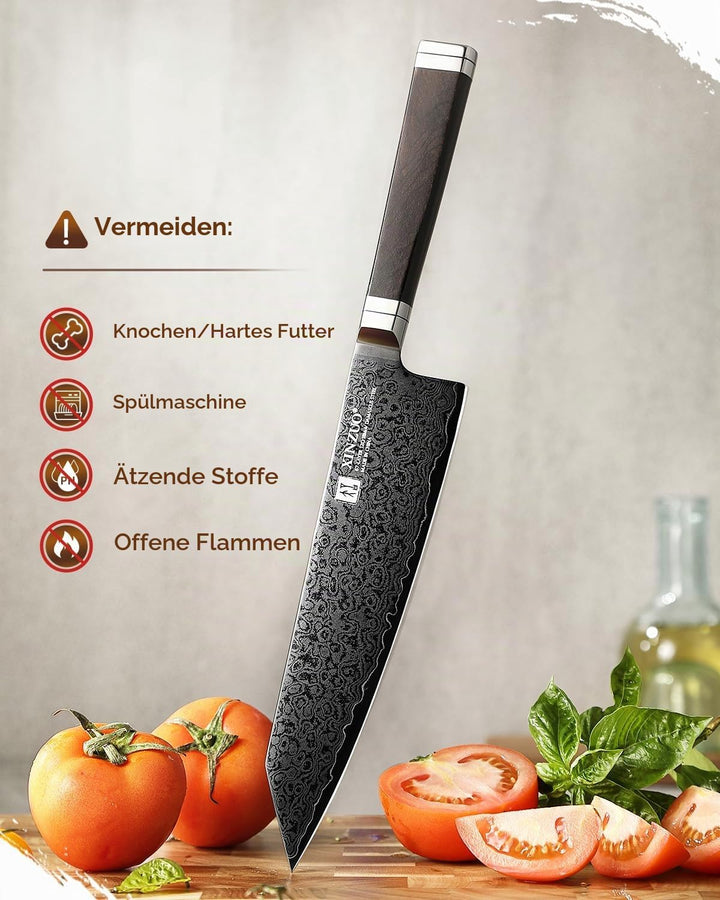 XINZUO 21cm Kiritsuke Kochmesser 67 Schichten Damaststahl Handgeschmiedet Chefmesser, Schwarze Titan