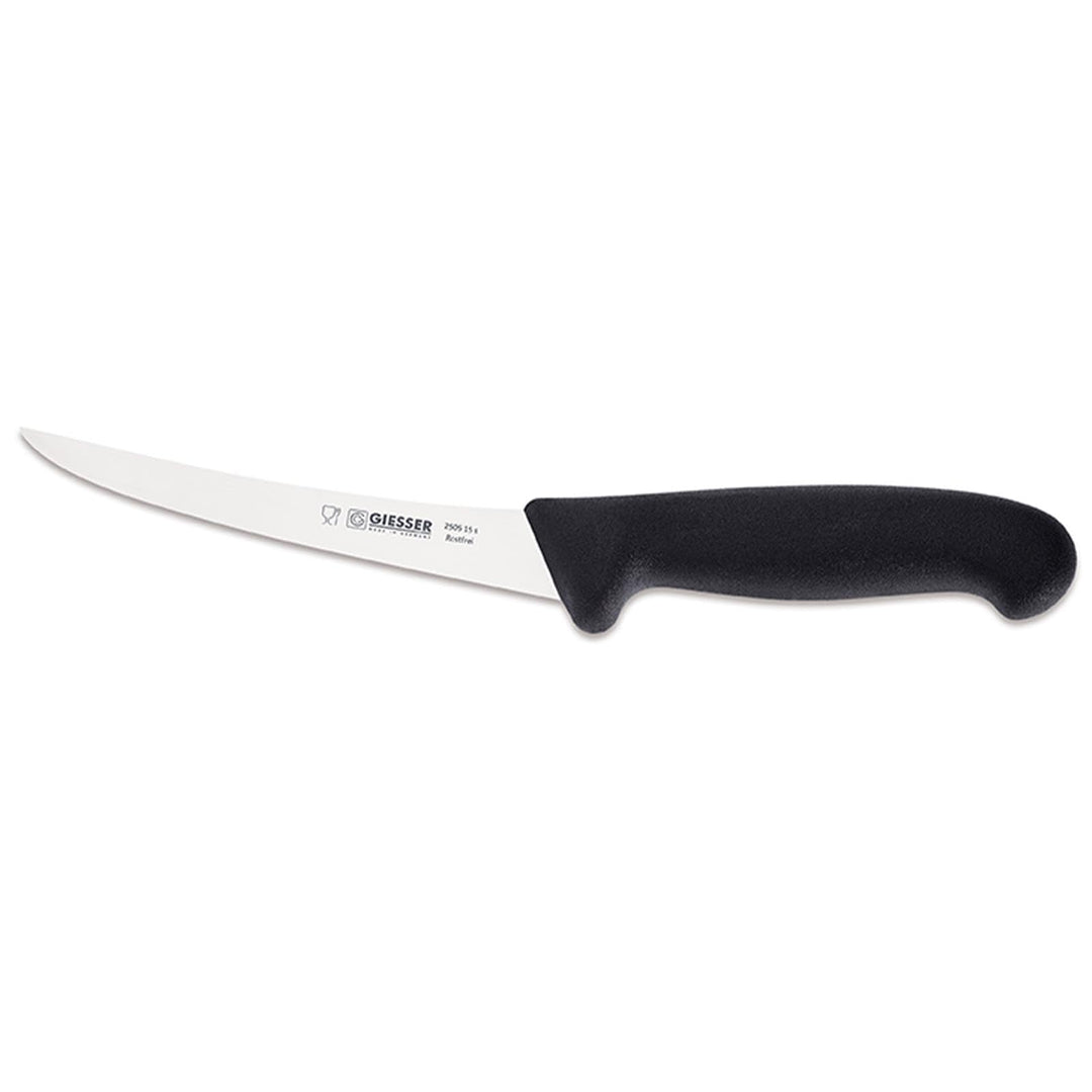 Giesser kurzes Ausbeinmesser - Grifffarbe schwarz - mit schmaler semi-flexiblen 15 cm Klinge - Spezi
