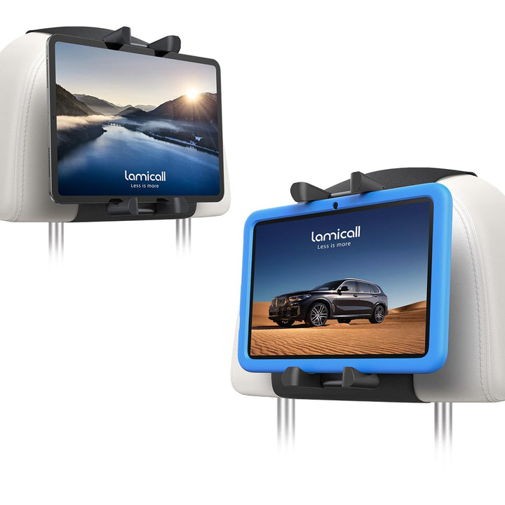 Lamicall 2 Stück Tablet Halterung Auto Kopfstütze - [Faltbare Dicke Tablet-Klemme] 360° Drehung Tabl