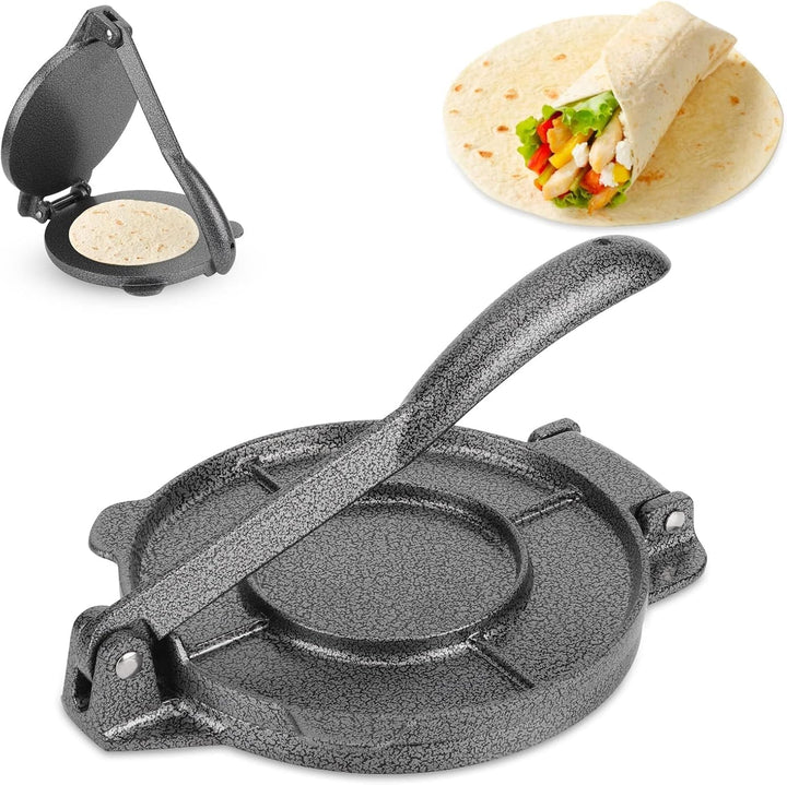 Tortilla Presse, Gusseisen Roti Tortillas Maker Teig Pressmaschine mit Klappbarem Griff für Haus Küc