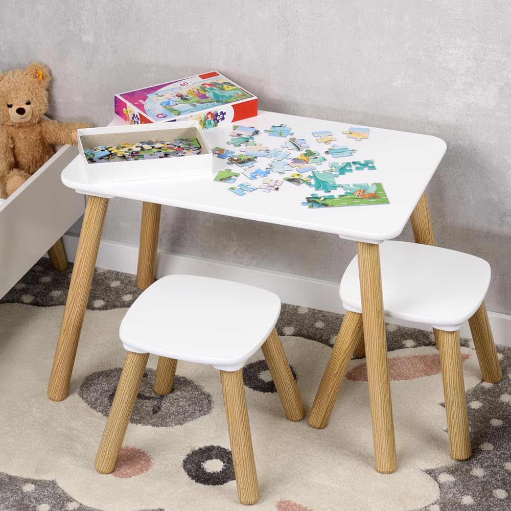 Kesper | Kindertisch mit 2 Stühlen, FSC®-zertifizierte Faserplatte & Kiefernholz, Masse Tisch: 58 x
