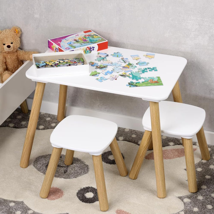 Kesper | Kindertisch mit 2 Stühlen, FSC®-zertifizierte Faserplatte & Kiefernholz, Masse Tisch: 58 x