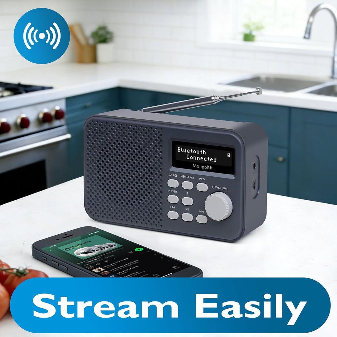 MD2 PLUS Tragbares DAB/DAB+/UKW Digitalradio,Bluetooth-Streaming,40 Speicherplätze,Klares Display,Ko