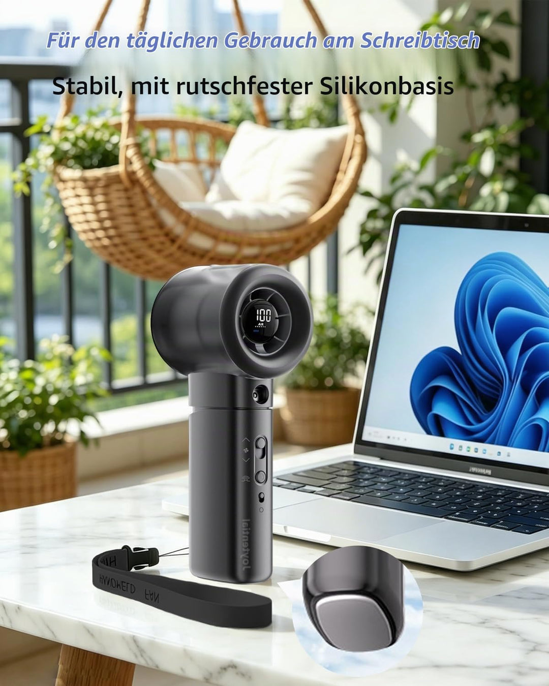 Tragbarer Turbo Handventilator mit Wasserkühlung, Kleiner Sprühventilator USB Wiederaufladbar, Digit