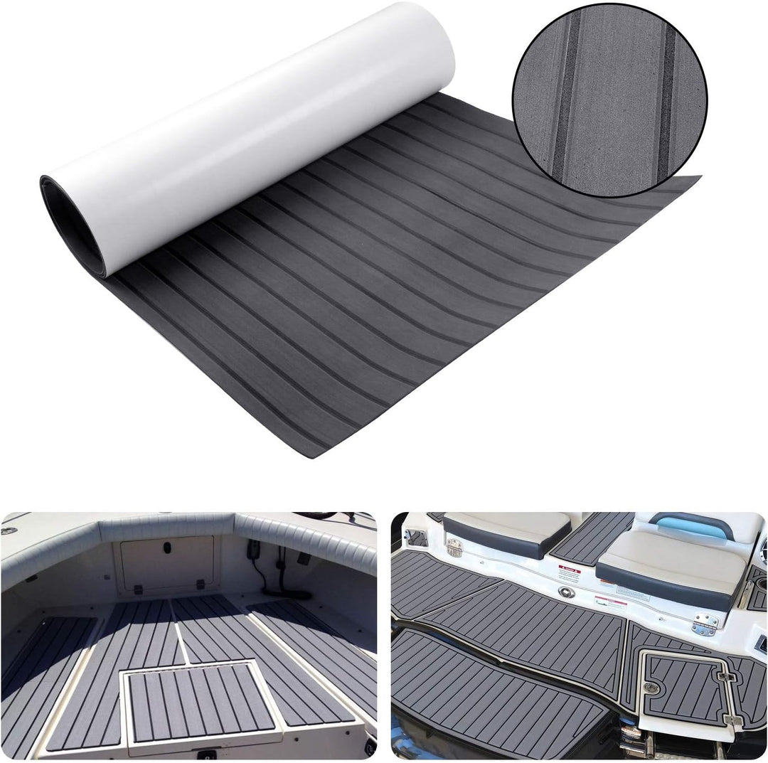 MIJOBS Grau und Schwarz Eva Teak Selbstklebend Deck Boot Selbstklebend rutschfeste Matte Marinedeck