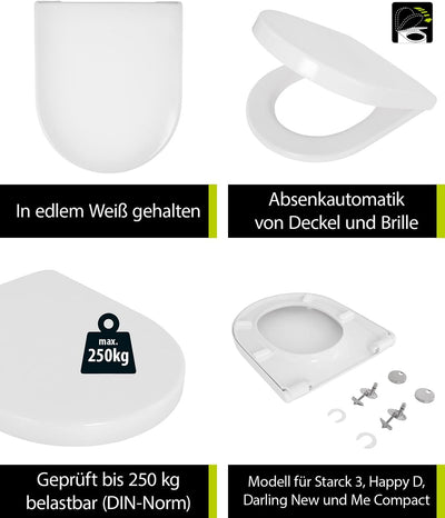 'aquaSu® WC-Sitz Reva für Duravit Toiletten | Toilettensitz mit Absenkautomatik | Duroplast | Take-O