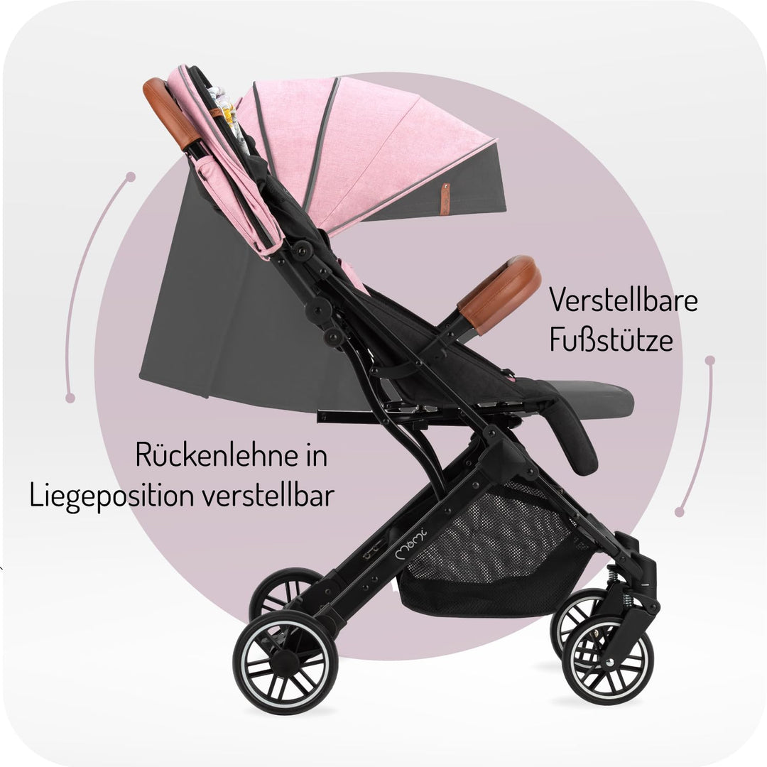 MoMi ESTELLE Kinderwagen ab 6. Monat (bis 15 kg), klappbarer Buggy mit 5-Punkt-Sicherheitsgurt, Eink