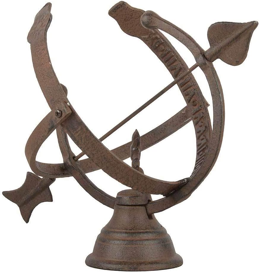 zeitzone Sonnenuhr Antik-Stil Gusseisen Rostbraun Gartendeko Single, Single