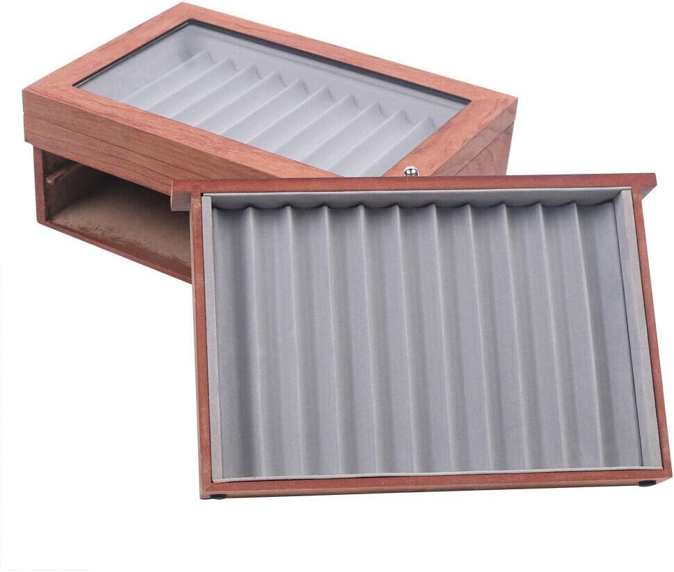 WindWilder Stifthalterbox mit vitrine für 34 Stifte, Rosenholz Holzstifte Pen Display Box mit Anzeig