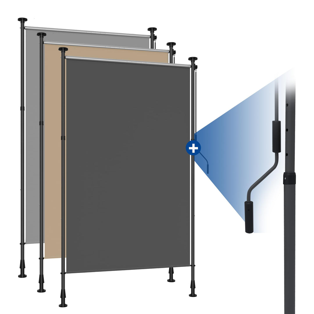 HOMEDEMO Senkrechtmarkise Aussen, Vertikalmarkise ohne Bohren, Balkonrollo mit Handkurbel, Sichtschu