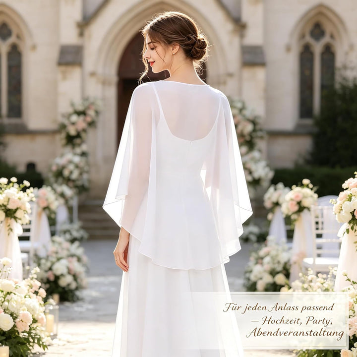 Damen Chiffon Stola Schal Braut Hochzeit Capes Leichter Poncho Elegant Umschlagtuch Chiffonschal Bol