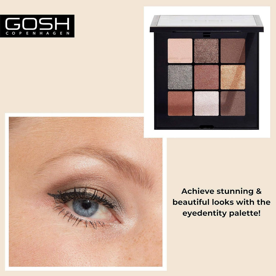 GOSH Eyedentity Lidschatten-Palette 003 BE HAPPY mit 9 perfekt abgestimmten Farben in Matt & Metalli