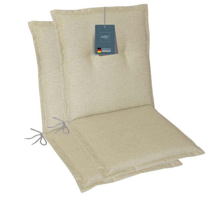 LILENO HOME Gartenstuhl Auflagen als [2er Set - Niedriglehner] in Beige - Bequeme Liegen als Sitzauf