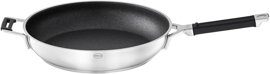 RÖSLE SILENCE PRO Bratpfanne, Pfanne mit kratzfester Premium-Antihaftversiegelung ProResist, Silikon