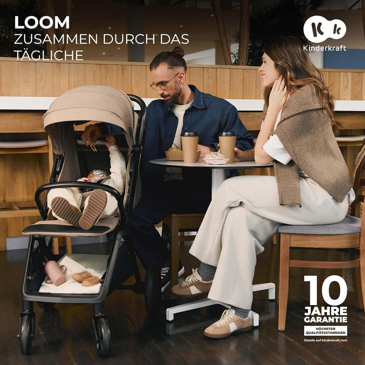 Kinderkraft LOOM Kompakter und leichter Buggy, automatisches Zusammenklappen, grosse pannensichere R