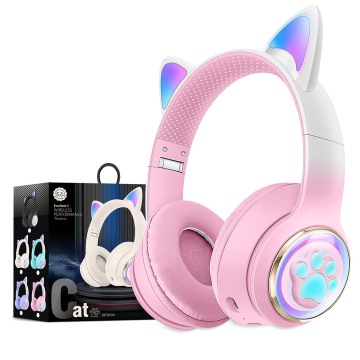 Katzenohr Kopfhörer Kindergeburtstag Geschenke Kind LED Katzenohren Farbgradient Kabellose Bluetooth