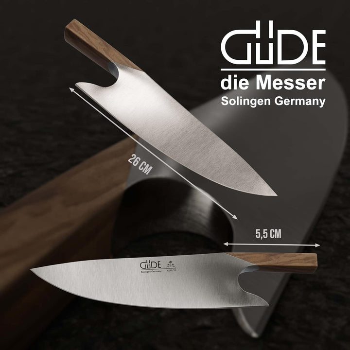 GÜDE Solingen - THE KNIFE geschmiedet, 26 cm, Olivenholz, THE KNIFE, Handmade Germany, Olive