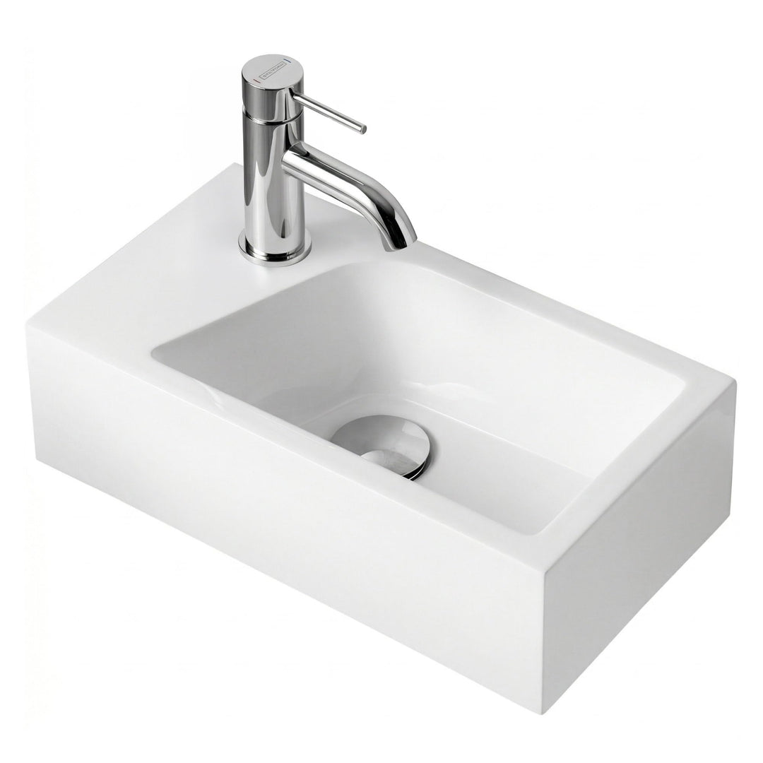 Stilform Mini Waschtisch Gäste WC Waschbecken für Wandmontage Mineralguss Links oder Rechts Handwasc