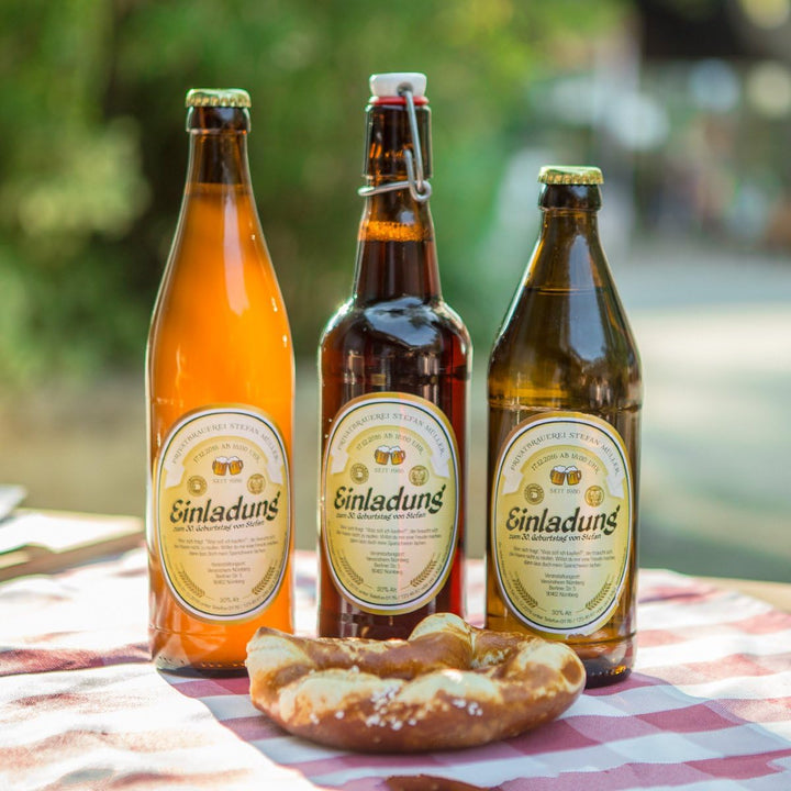 Flaschenetikett als Einladung (10 Stück) - Bier in Gelb – Bieretikett für Bierflaschen