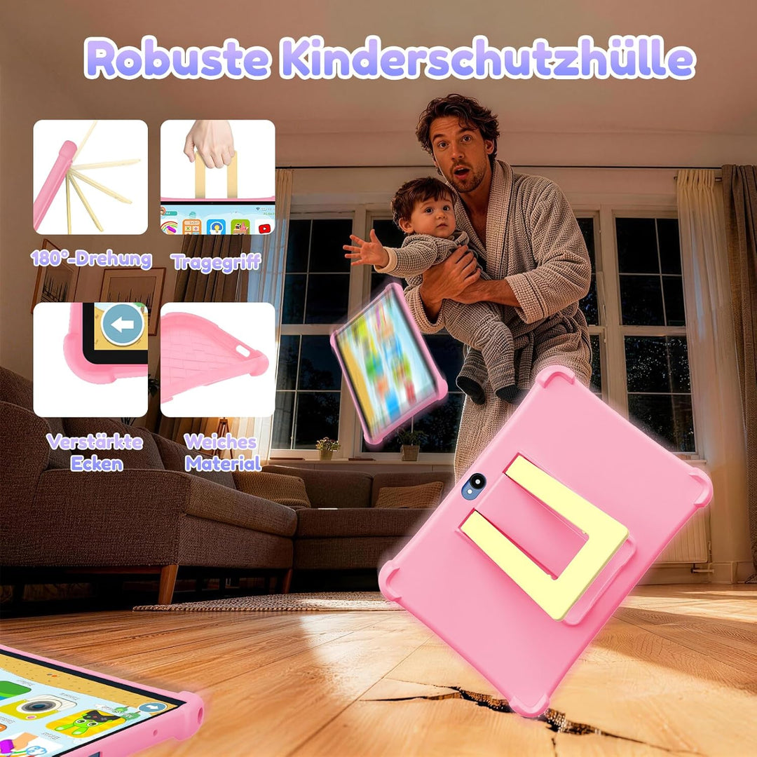 ALLDOCUBE iPlay 70 SE Kinder Tablet - Rosa 10 Zoll, iWAWA Kindersicherung, 4G LTE Android 15 mit 7GB