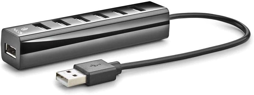 NGS IHUB7 Tiny - USB 2.0 Hub 7 Ports mit Power Adapter 5V/1A, universell kompatibel, Plug and Play