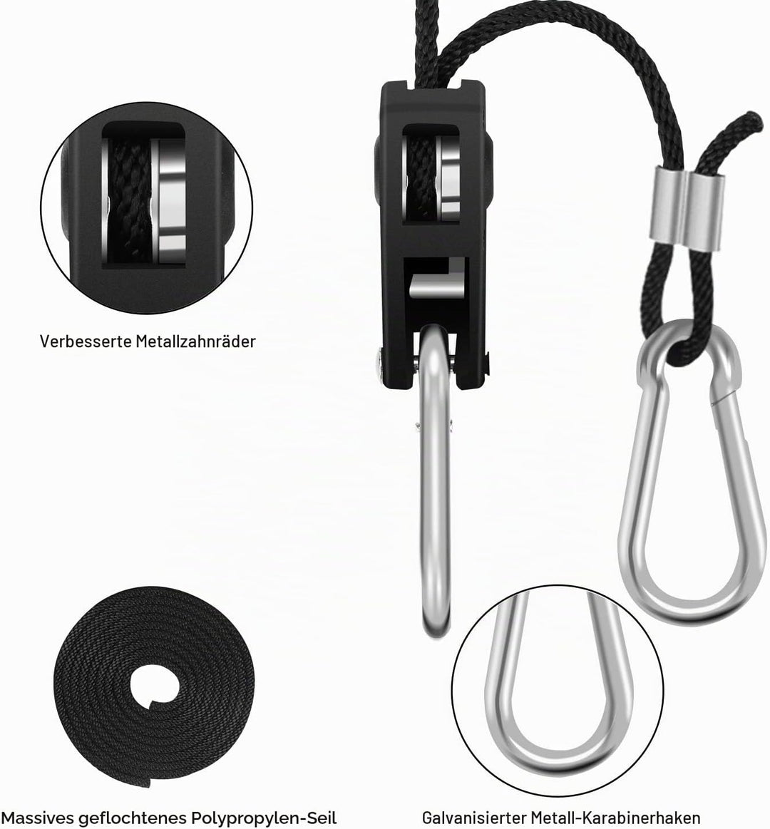 6 Paar（12 Stück） 1/8 Zoll Ratchet Hanger Heavy Duty Einstellbare Ratsche Seil Aufhänger für Grow Lig