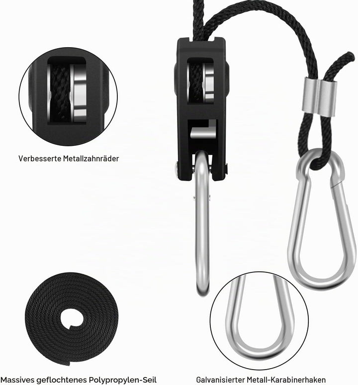 6 Paar（12 Stück） 1/8 Zoll Ratchet Hanger Heavy Duty Einstellbare Ratsche Seil Aufhänger für Grow Lig