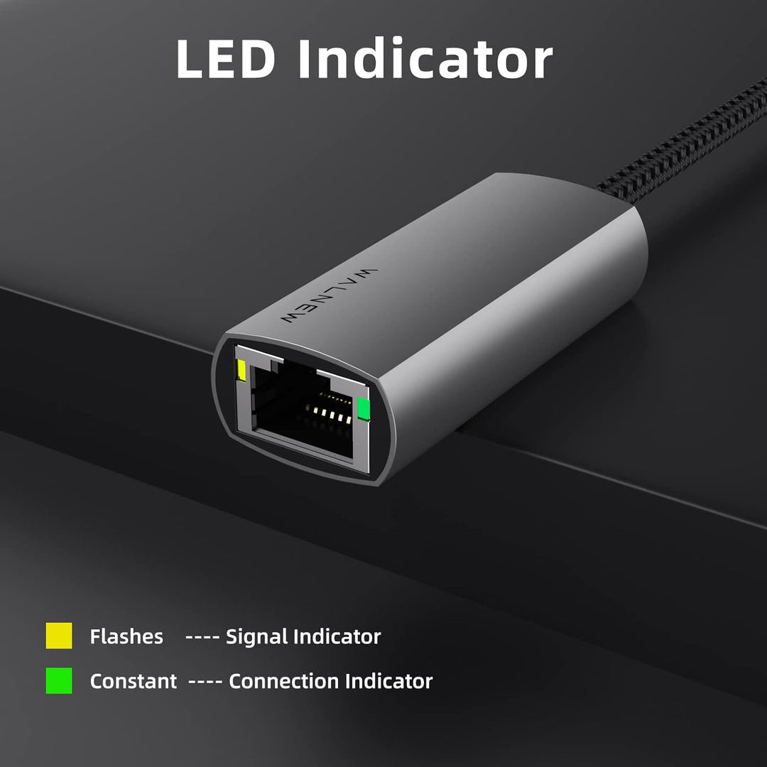 USB C auf Ethernet Adapter, WALNEW Typ C auf RJ45 Gigabit Ethernet Adapter, USB-C Thunderbolt 3 auf