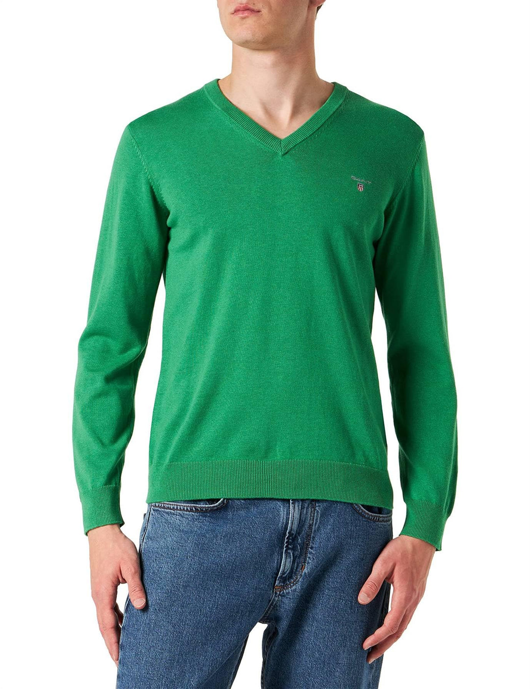 GANT Pullover mit V-Ausschnitt aus Einer Baumwoll-Wollmischung Herren XXL Dk Hunter Green Mel, XXL D