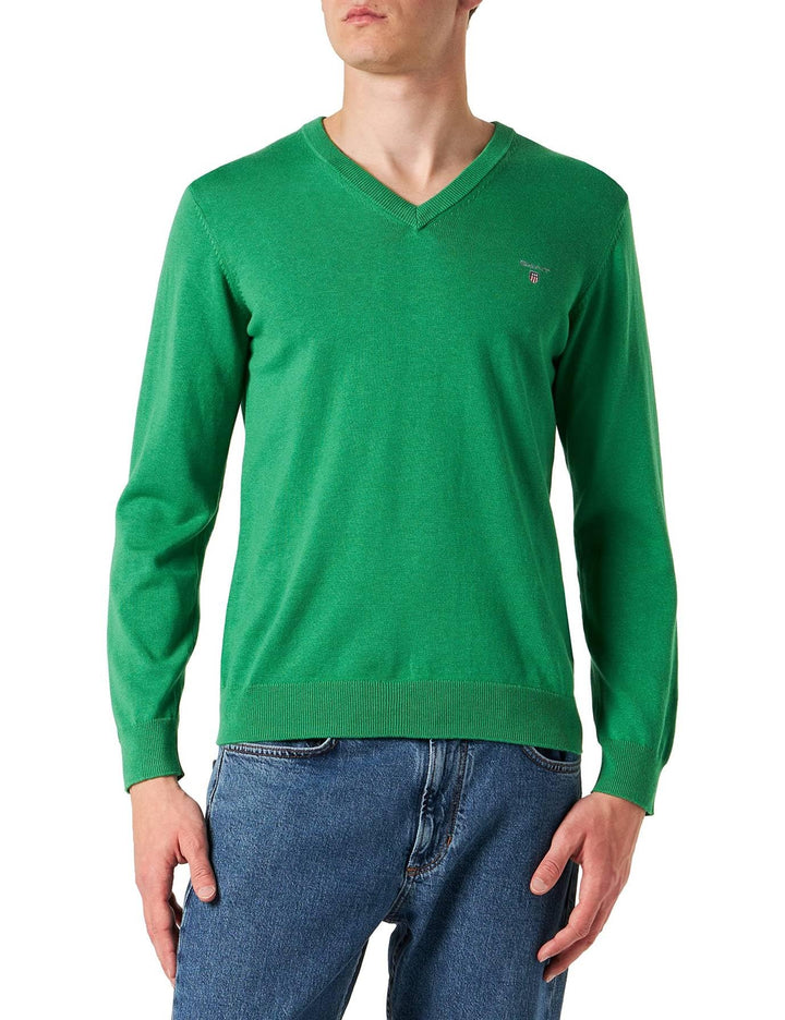 GANT Pullover mit V-Ausschnitt aus Einer Baumwoll-Wollmischung Herren XXL Dk Hunter Green Mel, XXL D