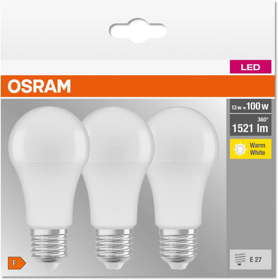 OSRAM LED Base Classic A, in Kolbenform mit E27-Sockel, Nicht Dimmbar, Ersetzt 100 Watt, Matt, Warmw