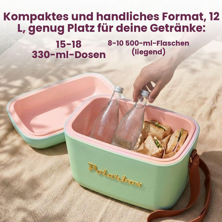Polarbox 12 Liter Classic Kühlbox Oliv - Grün | Eisbox für Strand, Picknick & Party | Umwandelbarer