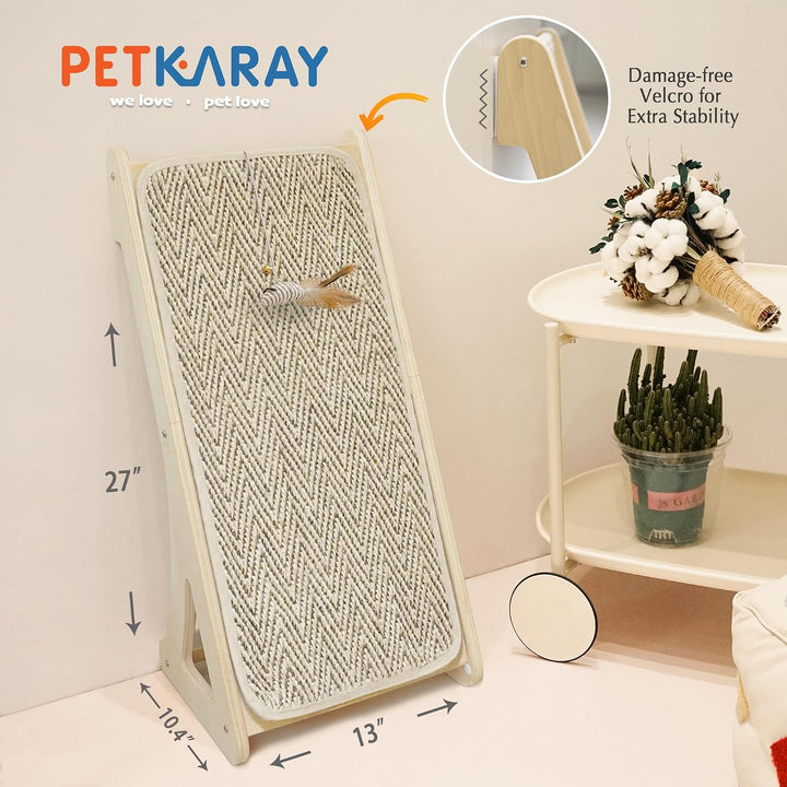 PETKARAY Kratzbrett Katze, 68 cm Hohe L-förmiger Sisal Kratzsäule, Dual-Use Kratzpads für Katzen, Ka