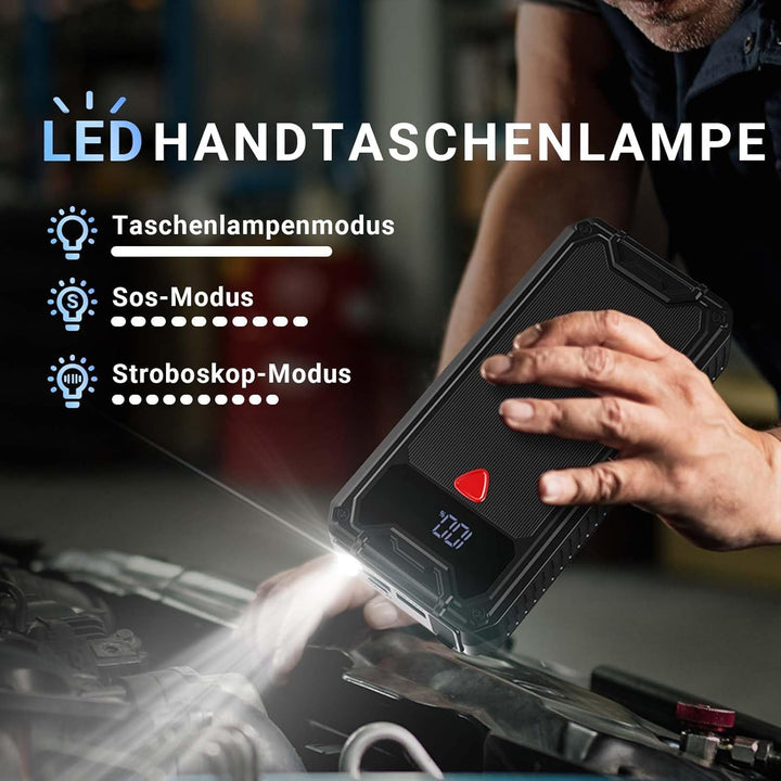 Jump Starter Powerbank 4000A Spitzenstrom 26800mAh Auto Starthilfe mit 10W USB-Schnellladung, Geeign