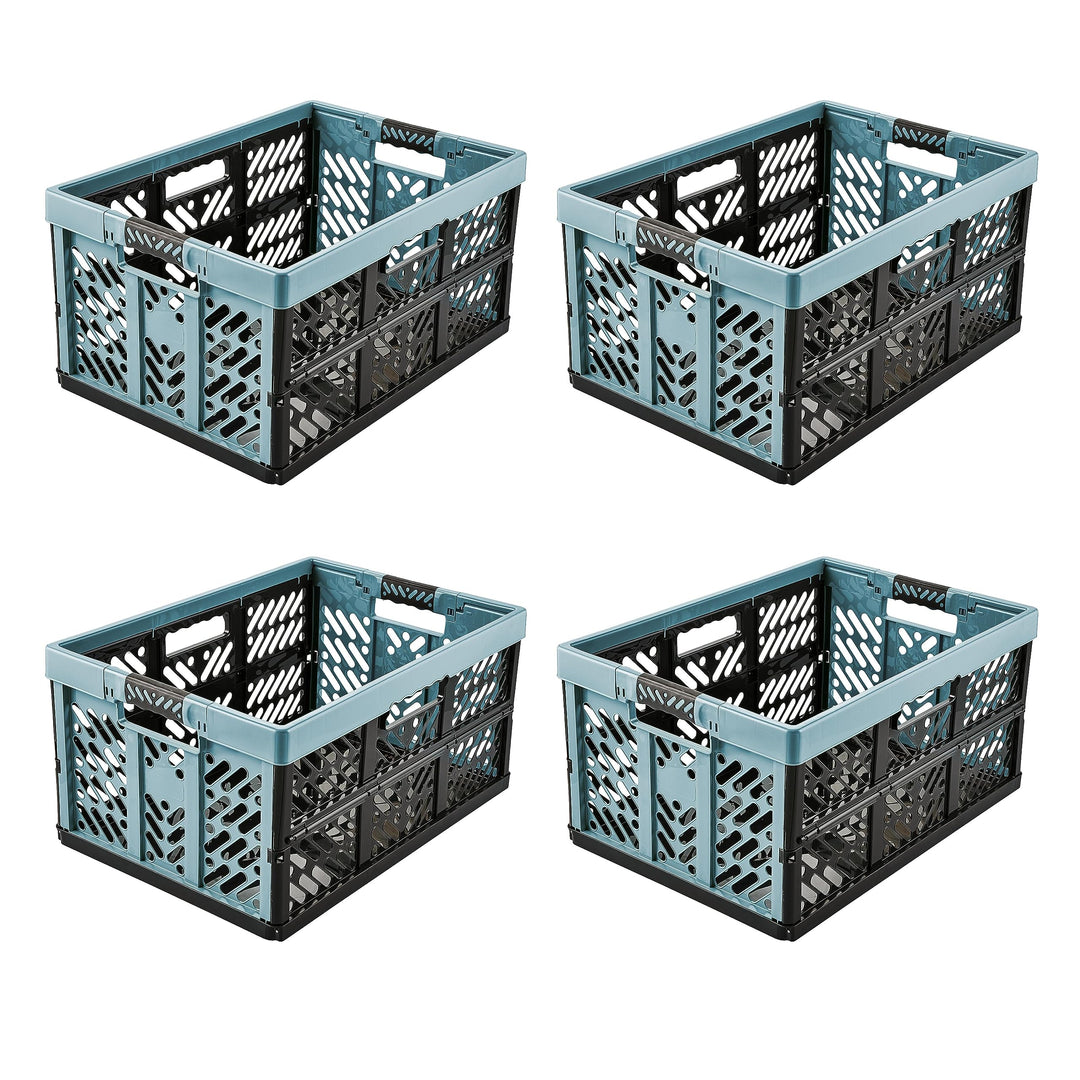 keeeper 4x Stabile Profi-Klappboxen mit Soft-Touch Griffen, 45 l, Ben, Nordic Blue (Blau) Nordic Blu
