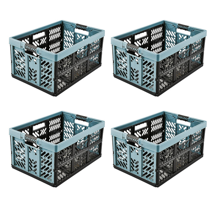 keeeper 4x Stabile Profi-Klappboxen mit Soft-Touch Griffen, 45 l, Ben, Nordic Blue (Blau) Nordic Blu