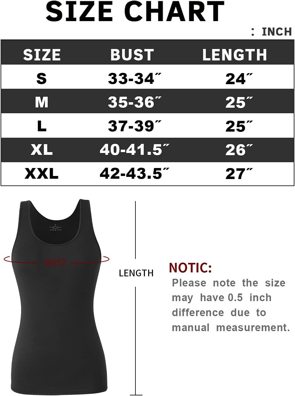 Ymmchy Tank Tops für Damen Unterhemd Stretch Workout Tops 4-er Pack S 4-pack Schwarz/Weiss/Grau/Rosa