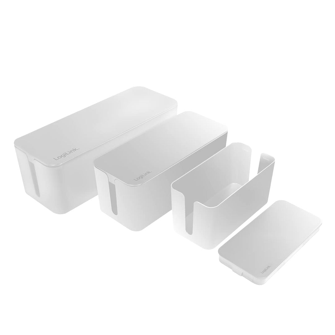 LogiLink KAB0078 - Kabelbox-Set mit 3 Boxen in 3 Grössen zum Verstecken von Kabelgewirr, weiss
