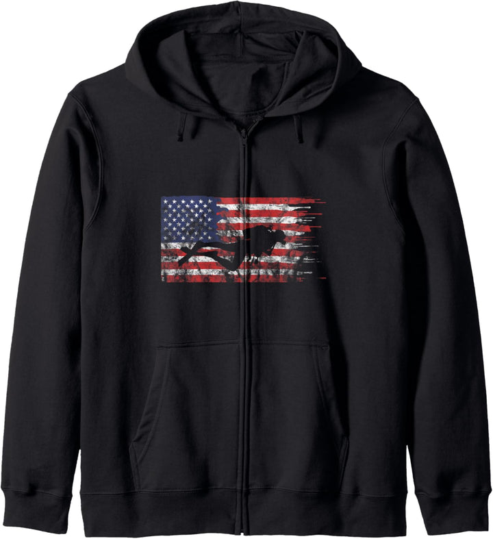 Tauchen Diving Scuba Taucher Taucherin Amerika Flagge Tauch Kapuzenjacke