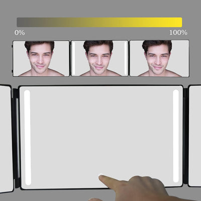 AolKee 360 LED-Spiegel, 3-Wege-Spiegel, Selbstschnitt-Haarspiegel, Klappspiegel zum Selbstschneiden