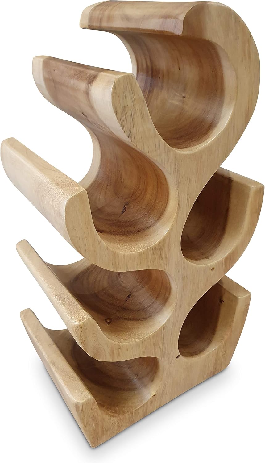 Kinaree Massivholz Weinregal für 6 Flaschen - 50cm freistehendes Flaschenregal in Baum Form aus eine